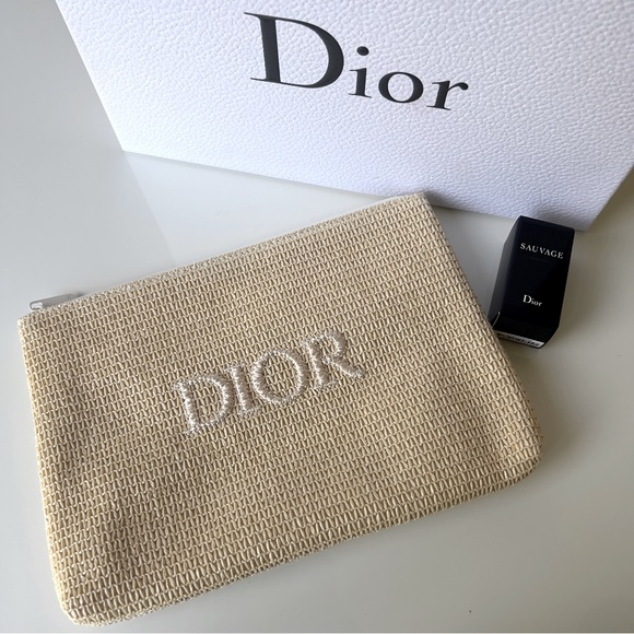 Dior Bags Dior Raffia Straw Pouch And Sauvage Sample Poshmark